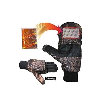 Heat Factory Heated Pop Top Fold Back Mitten, Pr, Mossy Oak WLiner, Large 991-MO-L